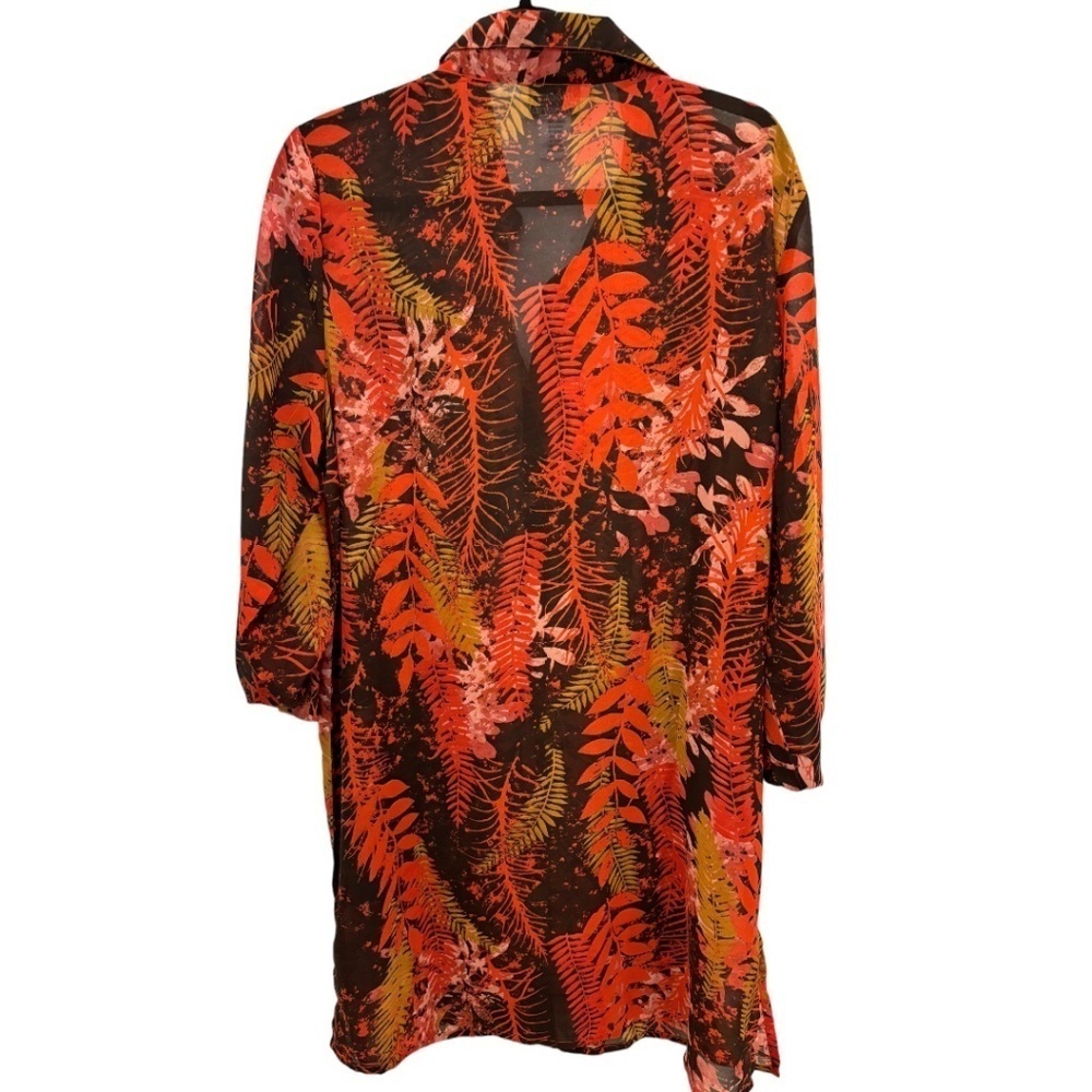 Anthony Richards Shear Shirt Dress 16 Cover Up Plus Size Button Front Roll Tab - Picture 4 of 4